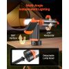 LED Work Light with Stand, 10Ah, Rechargeable Cordless Camping Light, with 3 Lamp Heads, Detachable Tripod Stand, 2200 Lumens 3000K-6500K Dimmable