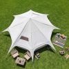 600D Oxford Bell Tent 14.8ft*9.2ft with Stove Jack for Glamping & Family Camping