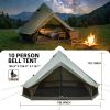 4 Season Bell Tent 16.4FT, Green Waterproof Glamping Yurt Tent with Stove Jack, Fits 10 People Family Camping Tent for Outdoor Parties & Camping