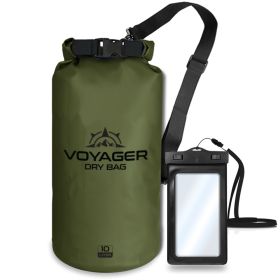 Voyager Waterproof Dry Bag for Kayaking and Water Sports (Color: Army Green, size: 10 Liter)