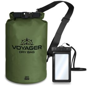 Voyager Waterproof Dry Bag for Kayaking and Water Sports (Color: Army Green, size: 20 Liter)