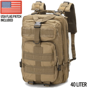 XG-MB40 - Large Tactical Backpack Survival Bag (40 Liter) (Color: Khaki)