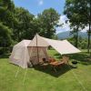 5.72m² Inflatable Camping Tent, Easy Setup 4 Season Windproof Glamping Tent with Mesh Windows & Pump, Outdoor Cotton Tent