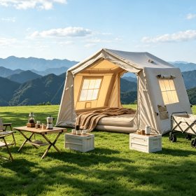 8 m ² Inflatable Tents for Camping, Blow Up Tent with Hand Pump, Easy Setup InflatableTent 4 Season Tent (Color: as Pic)