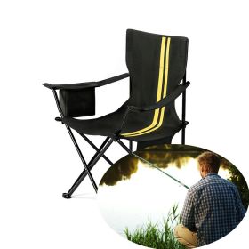 Folding Camping Chair with Side Pocket for Fishing/Beach/Picnic (Color: Black, Type: Camping Chairs)