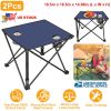 Fresh Fab Finds 2Pcs Foldable Camping Table Portable Picnic Table Lightweight Travel Desk with 2 Cup Holders/Table Carrying Bag