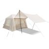 5.72m² Inflatable Camping Tent, Easy Setup 4 Season Windproof Glamping Tent with Mesh Windows & Pump, Outdoor Cotton Tent