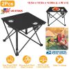 Fresh Fab Finds 2Pcs Foldable Camping Table Portable Picnic Table Lightweight Travel Desk with 2 Cup Holders/Table Carrying Bag