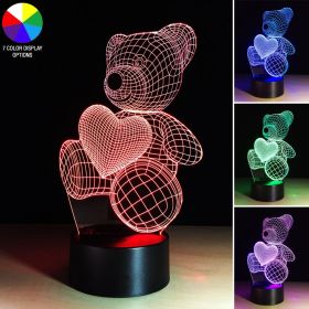 3D Kids Night Light Lamp w/Remote Touch----â€“ Safe, Fun & Sleepâ€‘Boosting--LED Table Night Light - Perfect Gift For Women (Option: BEAR)