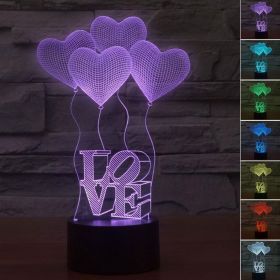3D Kids Night Light Lamp w/Remote Touch----â€“ Safe, Fun & Sleepâ€‘Boosting--LED Table Night Light - Perfect Gift For Women (Option: HEART)