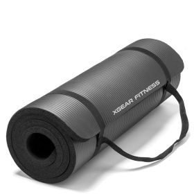 Thick Travel Yoga Mat with Carrying Strap (Color: Black)