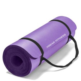 Thick Travel Yoga Mat with Carrying Strap (Color: Purple)